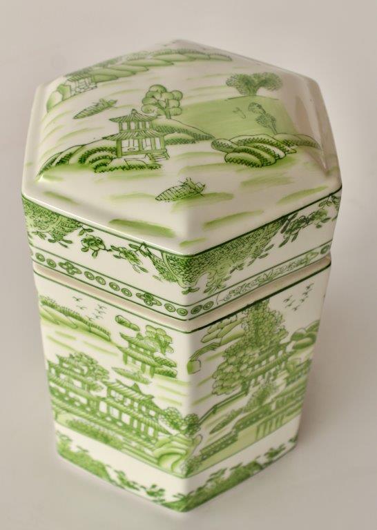 Large Lime Green Hexagonal Jar With Lid